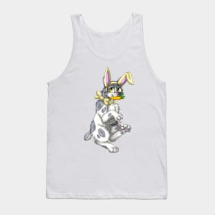 Bobtail BunnyCat: Grey Bicolor (Yellow) Tank Top